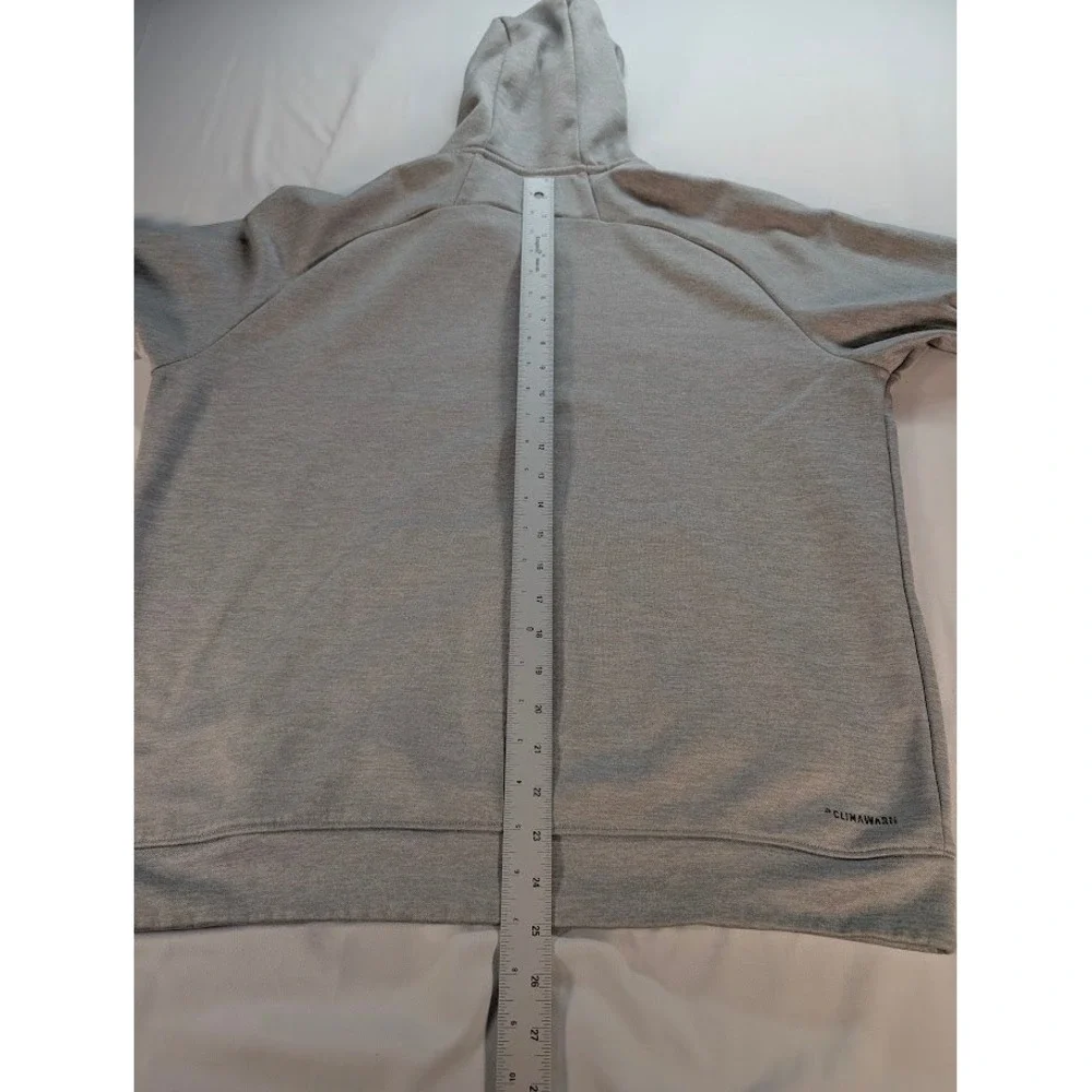 Adidas Mens Heather Grey Performance Logo Graphic Pullover Hoodie Sweatshirt